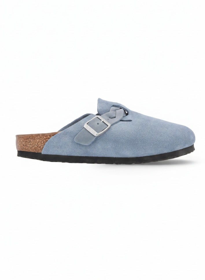 BIRKENSTOCK Boston Braided Suede Leather Clogs - Elemental Blue Comfort Slip-Ons - Image 1